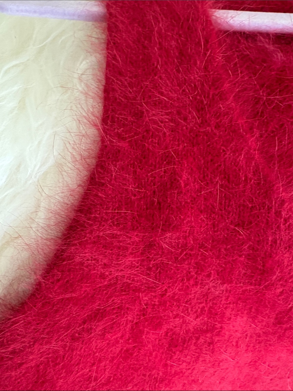 New York & Company Bright Red Angora and nylon Crop Tank